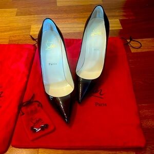 Christian Louboutin Pigalle Follies 100 Patent Leather Pointed Toe Heels Pumps